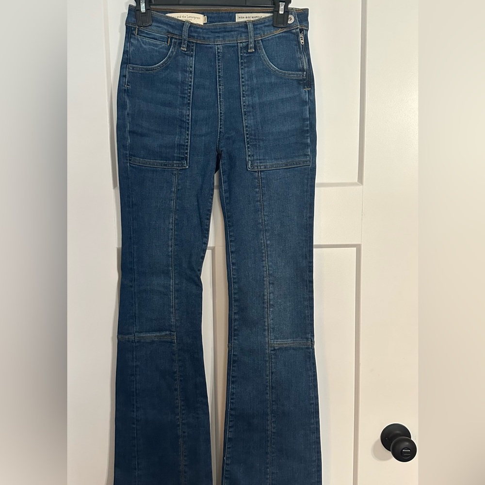 Anthro Patch Boot-Cut Jeans